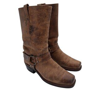 Frye Harness Boots Mens Size 8.5 Brown Leather Western Biker Made in USA 77000